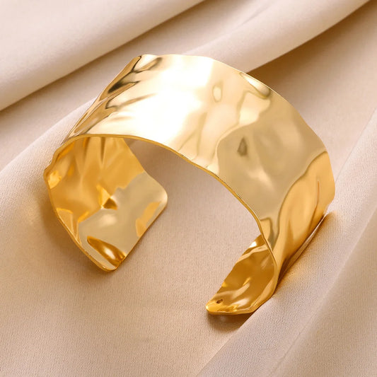 Vintage Irregular Cuff Bracelet | Gold and Silver Open Bangle
