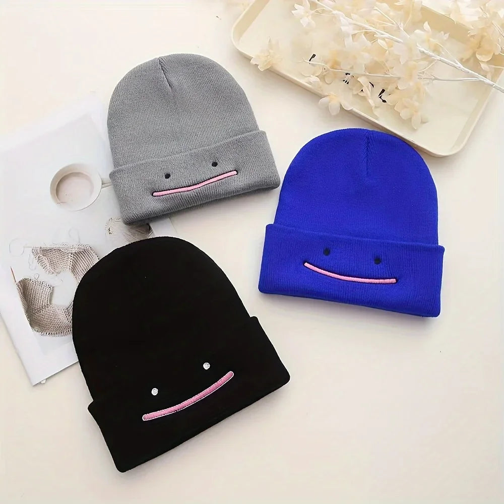 Smiley Face Beanie | Cute Embroidered Knit Winter Hat