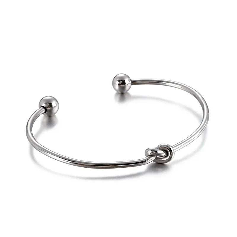 Minimalist Knot Cuff Bracelet | Gold and Silver Open Bangle