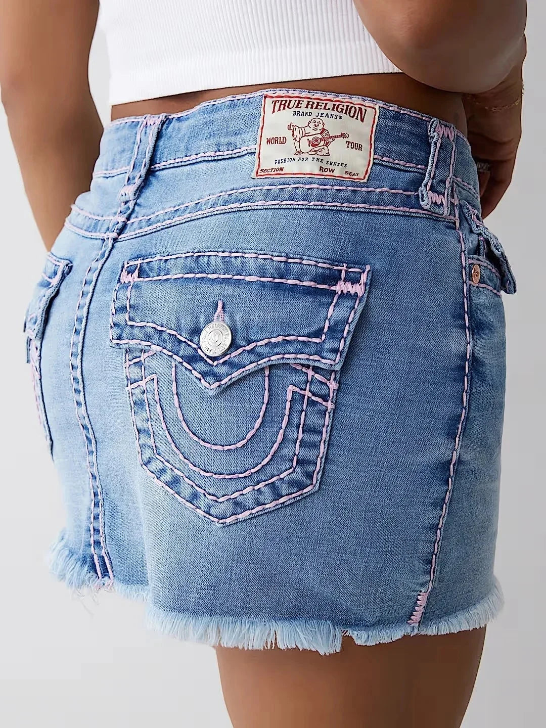 True Religion Shorts | Stitch Detail Low-Rise Cutoff Jean Shorts