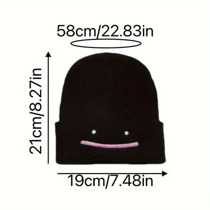 Smiley Face Beanie | Cute Embroidered Knit Winter Hat