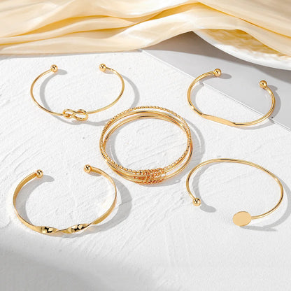 Gold or Silver Multilayer Bangle Set | Elegant Adjustable Twist Bracelets