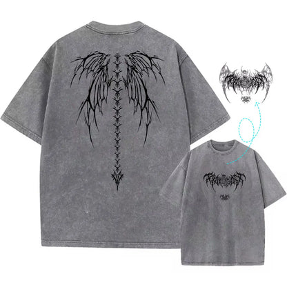 Y2K Gothic Angel Wings Graphic Tee | Oversized Streetwear T-Shirt