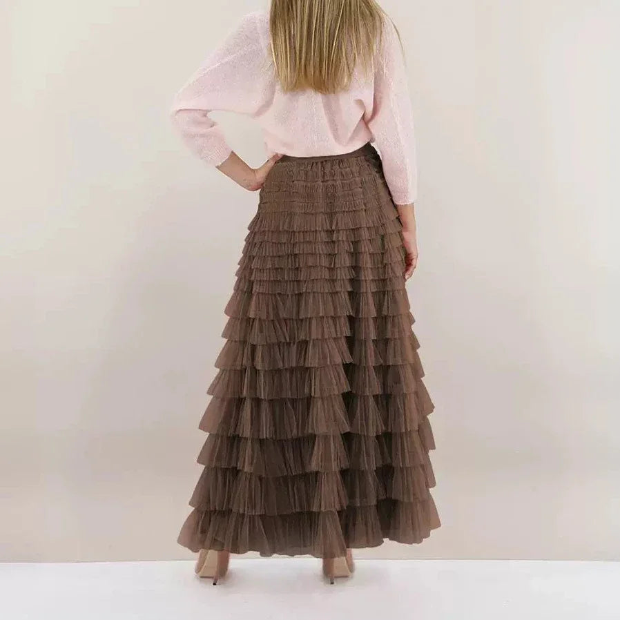 Y2K Tiered Maxi Skirt | Layered Ruffle Long Skirt