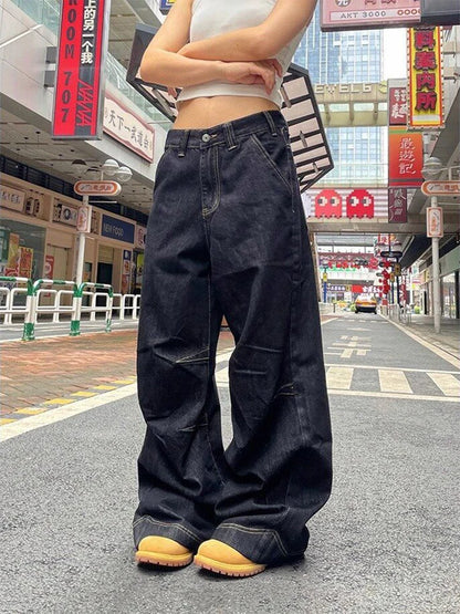 Y2K Embroidered Baggy Jeans Streetwear | Vintage Oversized Denim Pants
