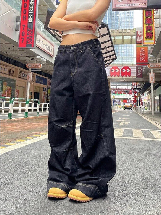 Y2K Embroidered Baggy Jeans Streetwear | Vintage Oversized Denim Pants