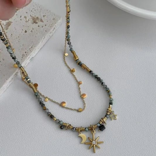 Gold Star Pendant Necklace | Layered Y2K Chain Necklace