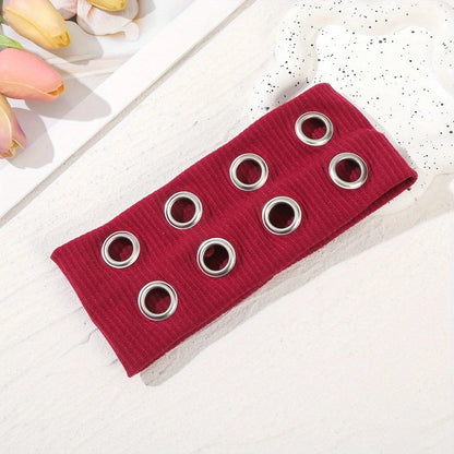 Gothic Punk Headband | Metal Eyelet Streetwear Elastic Hair Band