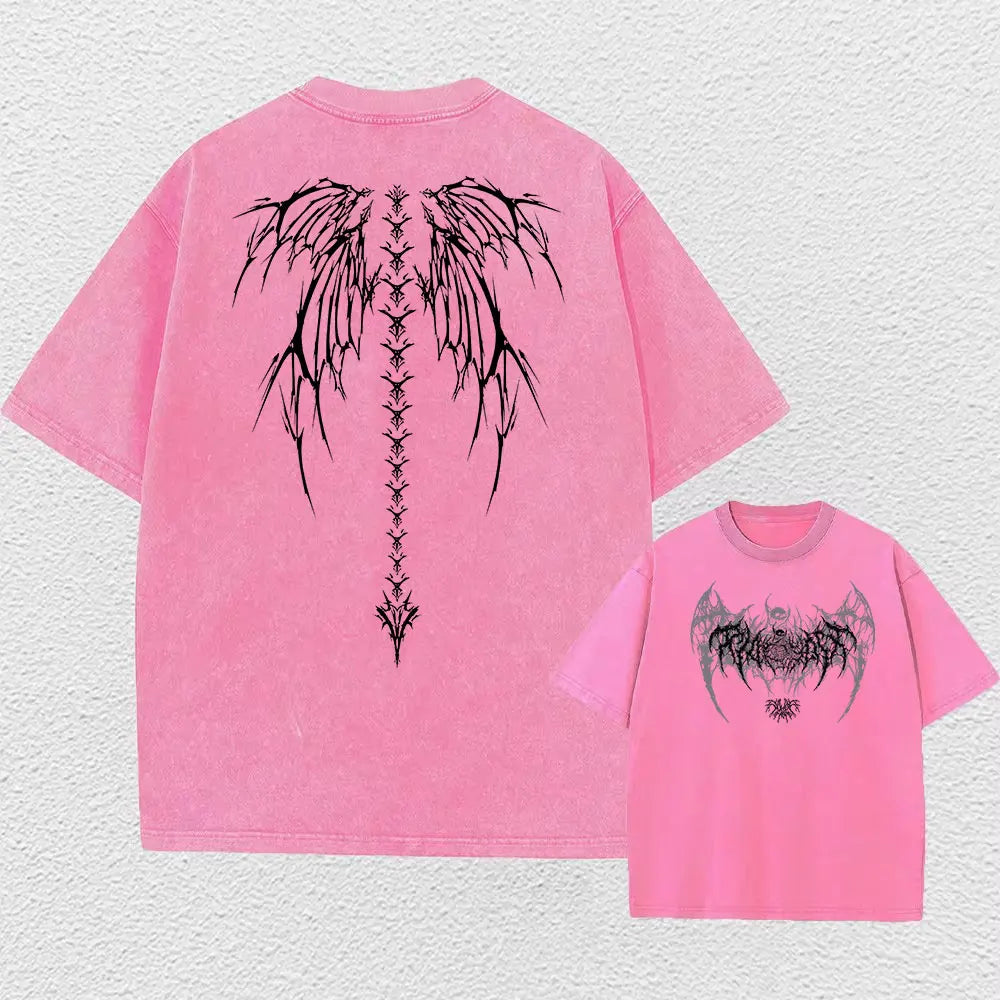 Y2K Gothic Angel Wings Graphic Tee | Oversized Streetwear T-Shirt