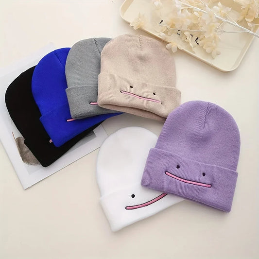 Smiley Face Beanie | Cute Embroidered Knit Winter Hat