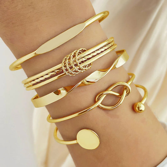 Gold or Silver Multilayer Bangle Set | Elegant Adjustable Twist Bracelets