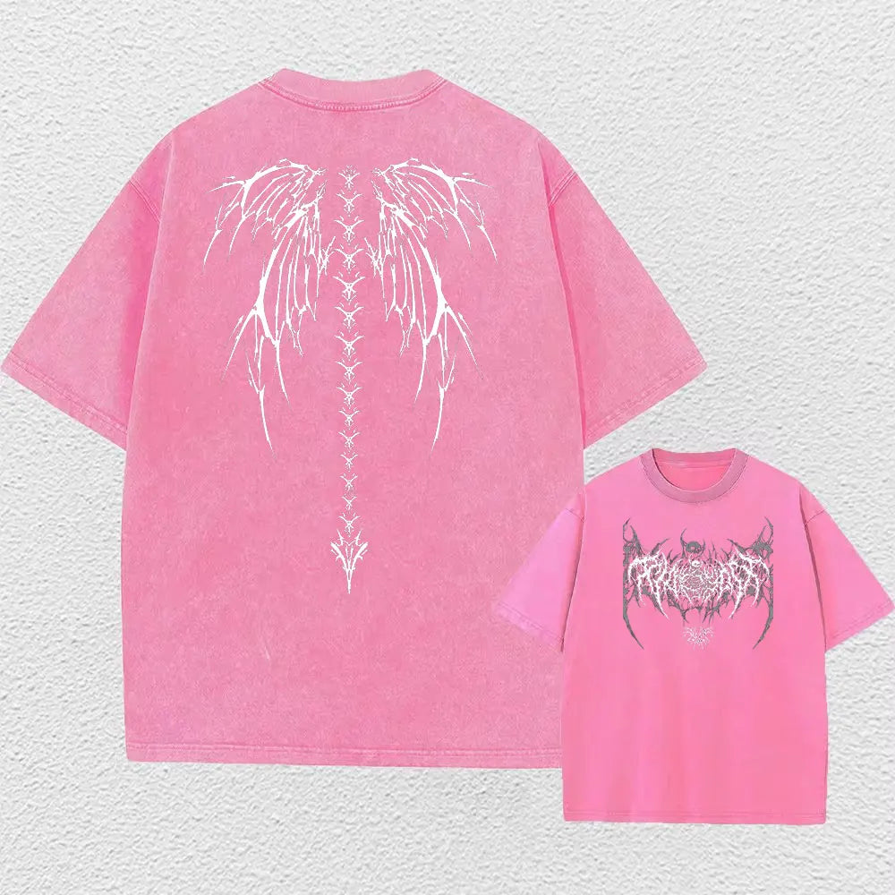 Y2K Gothic Angel Wings Graphic Tee | Oversized Streetwear T-Shirt