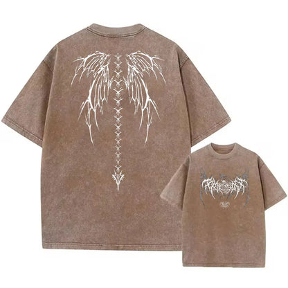 Y2K Gothic Angel Wings Graphic Tee | Oversized Streetwear T-Shirt