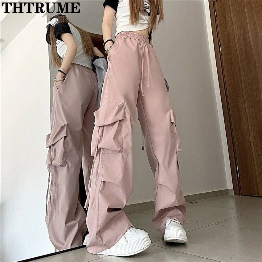 Y2K Cargo Pants | High Waisted Wide Leg Streetwear Pants with Pockets