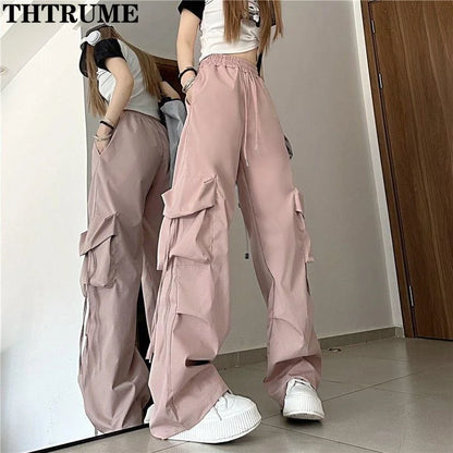 Y2K Cargo Pants | High Waisted Wide Leg Streetwear Pants with Pockets
