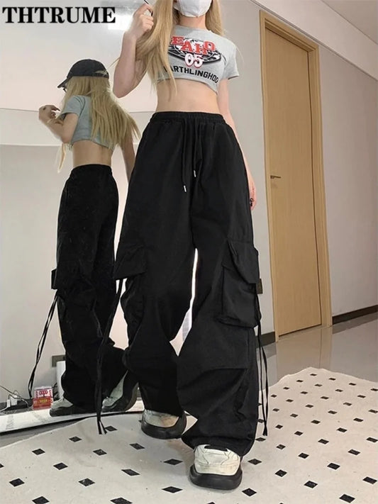 Y2K Cargo Pants | High Waisted Wide Leg Streetwear Pants with Pockets