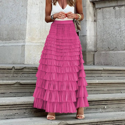 Y2K Tiered Maxi Skirt | Layered Ruffle Long Skirt