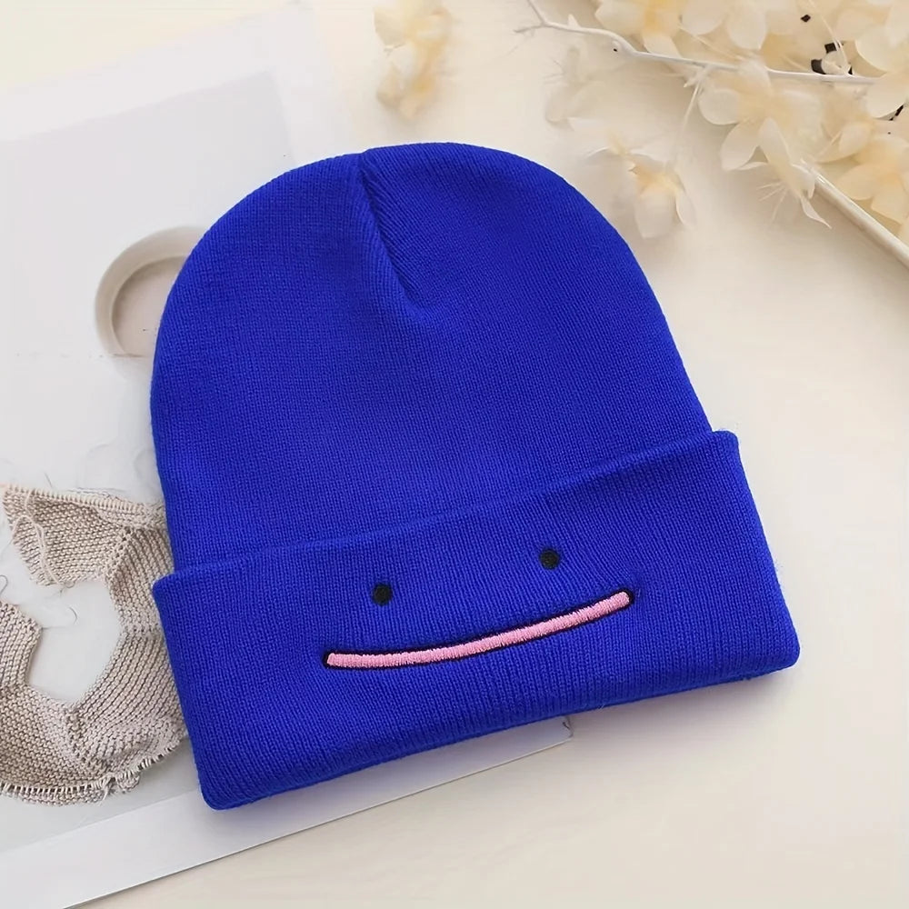 Smiley Face Beanie | Cute Embroidered Knit Winter Hat