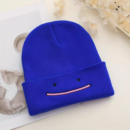 Smiley Face Beanie | Cute Embroidered Knit Winter Hat