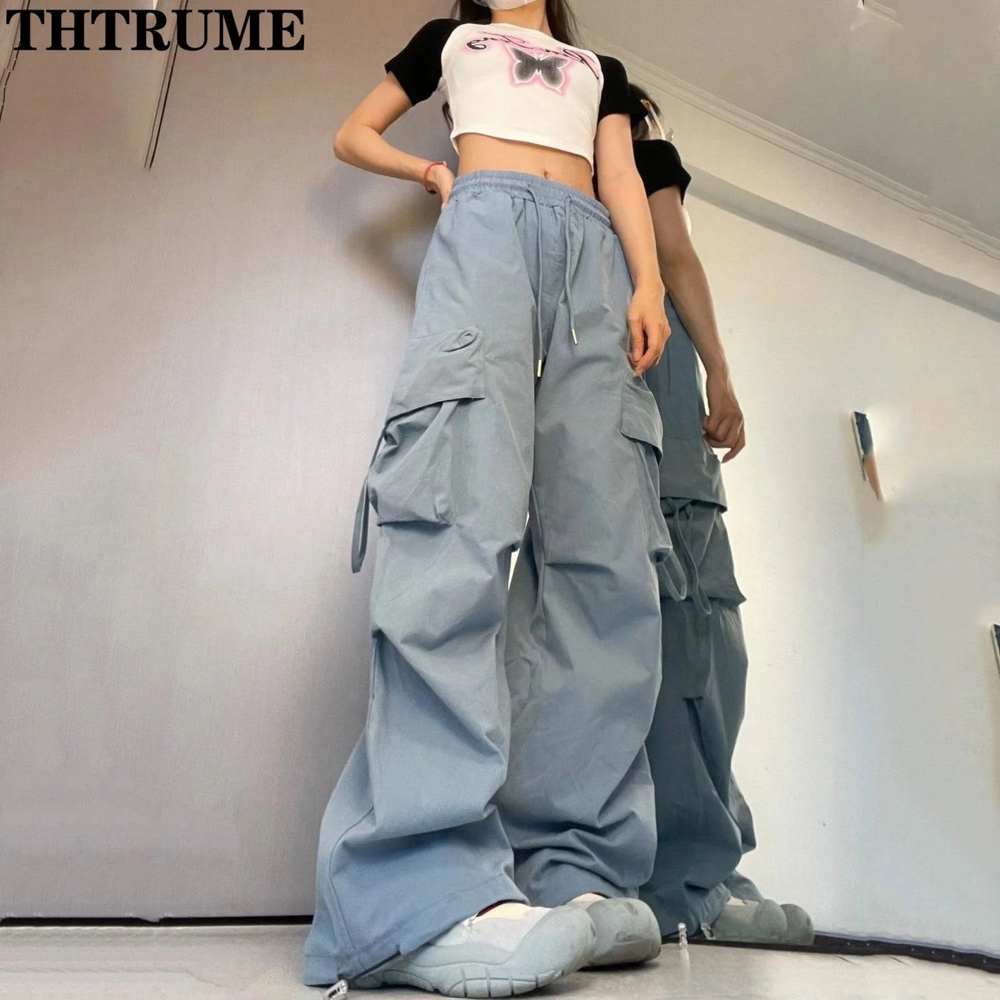 Y2K Cargo Pants | High Waisted Wide Leg Streetwear Pants with Pockets