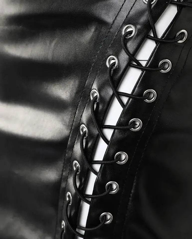 Faux Leather Mini Skirt | High Waisted Lace Up Side Bodycon Skirt