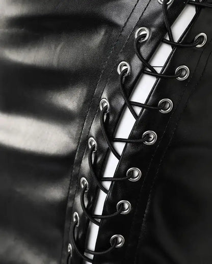 Faux Leather Mini Skirt | High Waisted Lace Up Side Bodycon Skirt