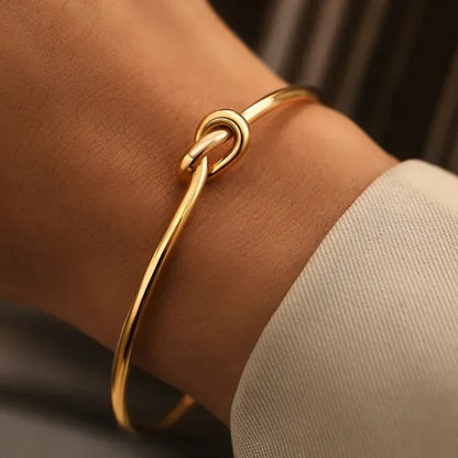 Minimalist Knot Cuff Bracelet | Gold and Silver Open Bangle