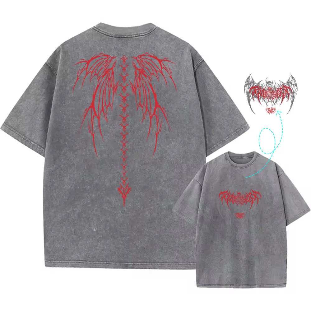 Y2K Gothic Angel Wings Graphic Tee | Oversized Streetwear T-Shirt