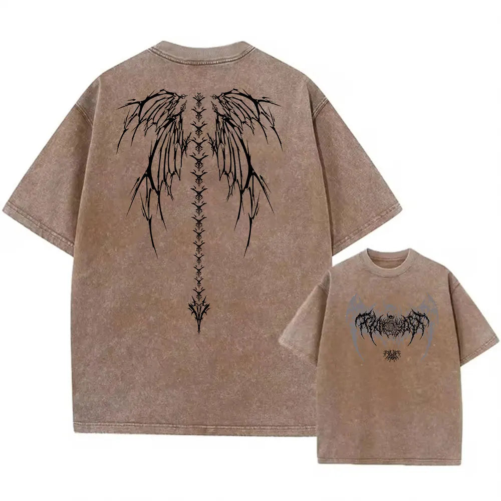 Y2K Gothic Angel Wings Graphic Tee | Oversized Streetwear T-Shirt