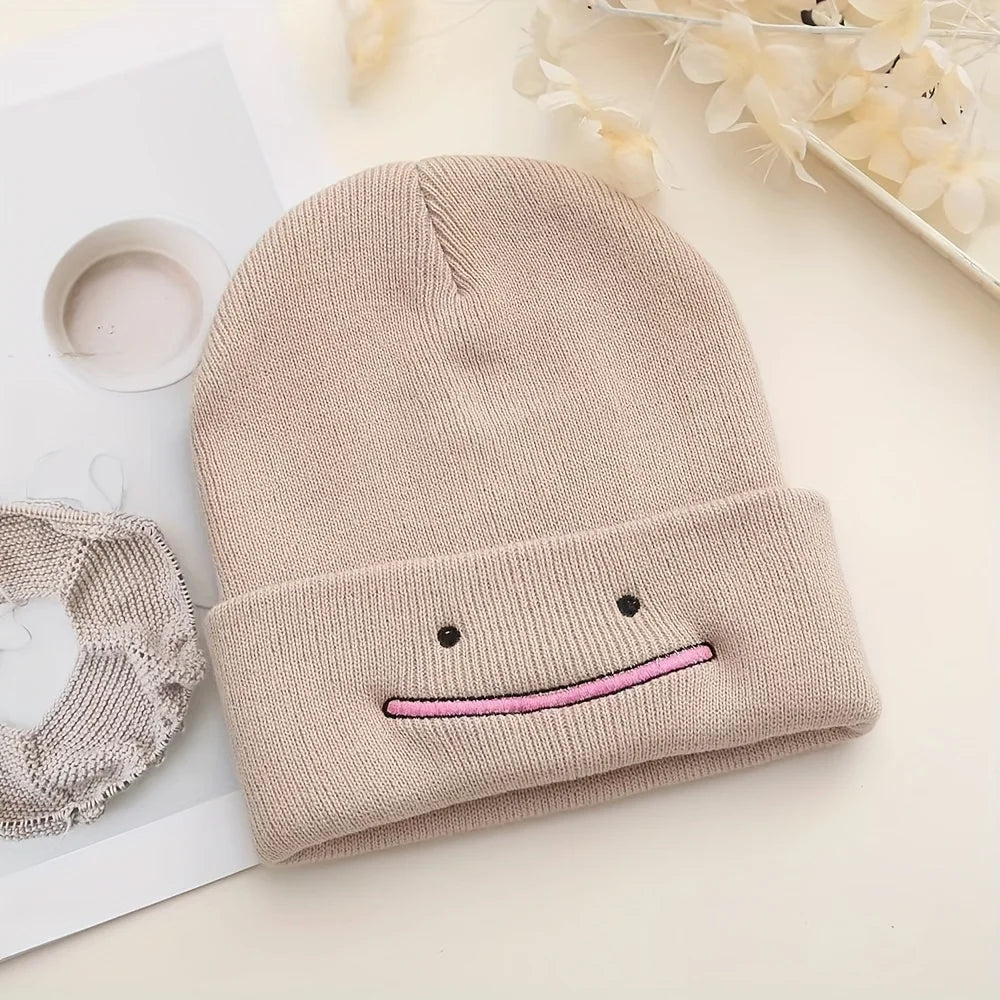 Smiley Face Beanie | Cute Embroidered Knit Winter Hat