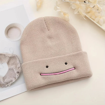 Smiley Face Beanie | Cute Embroidered Knit Winter Hat